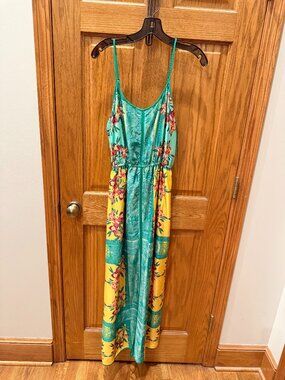 Collective Concept Maxi Dress, Green/Yellow Floral Print, SZ L